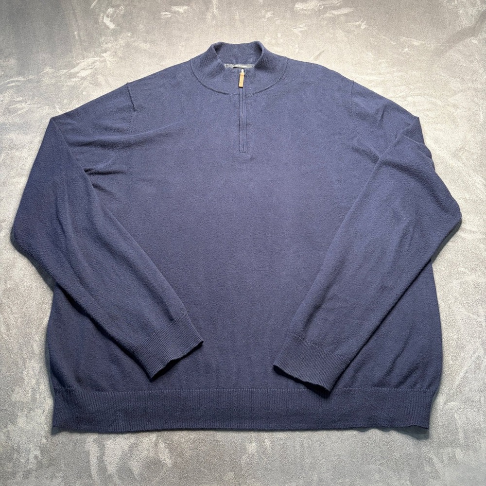 Nordstrom Men's Shop Pullover Sz XL Navy Cotton Cashmere Soft Sweater Minimalist